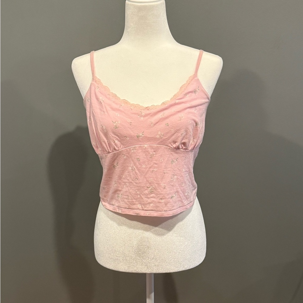 *GENTLY WORN* Women's Size L Hollister Lace Trim Floral Baby Cami